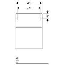 Meuble latéral bas Geberit Smyle Square avec deux tiroirs: Largeur 45cm, Hauteur 60cm, Profondeur 47cm, Noyer Carya/mélamine structuré bois, gris velouté / thermopoudré mat