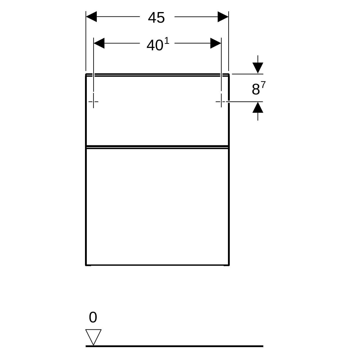 Meuble latéral bas Geberit Smyle Square avec deux tiroirs: Largeur 45cm, Hauteur 60cm, Profondeur 47cm, Noyer Carya/mélamine structuré bois, gris velouté / thermopoudré mat