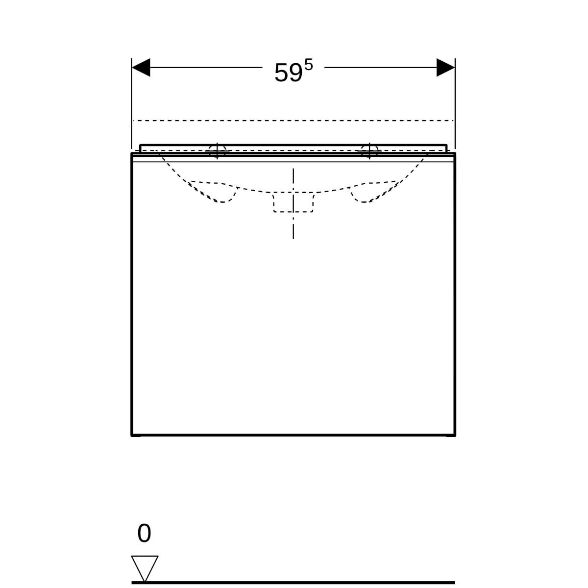 Meuble bas Acanto pour lavabo - 1 tiroir et 1 tiroir intérieur - siphon - 59,5 x 53,5 x 47,5 cm - corps : laqué mat / noir - tiroirs : verre brillant / noir Réf. 500.609.16.1