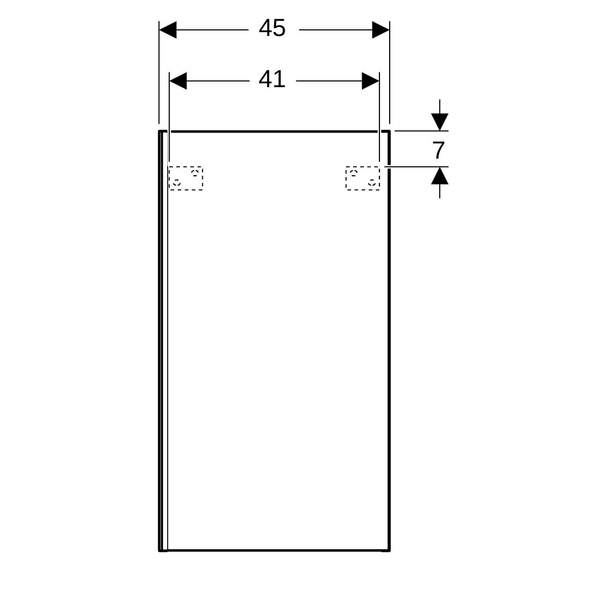 Armoire haute compacte Acanto - 1 porte - 45 x 82 x 17,4 cm - corps : laqué mat / noir - porte : verre brillant / noir Réf. 500.639.16.1