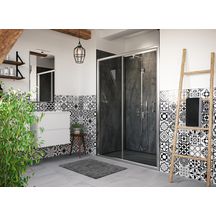 Ensemble de douche incluant receveur natura SH 90x140, PREPANEL avec profilés et paroi de douche EQUI H1900