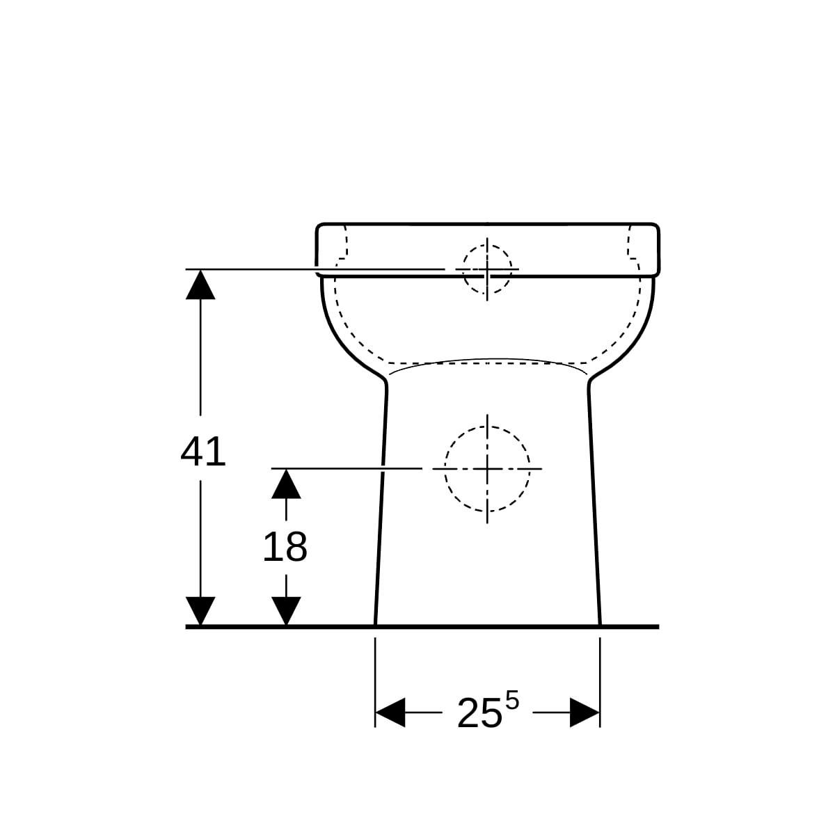 Wc au sol à fond creux Renova Comfort Square - surélevé - semi-caréné - 55,5 cm - blanc Réf. 218500000