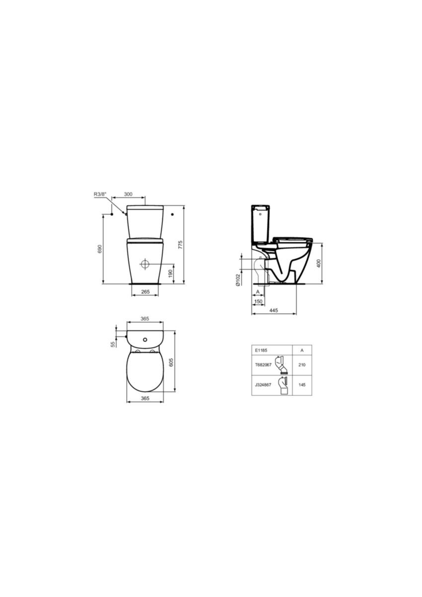 Réservoir CONNECT ARC 3,6 litres pour ensemble WC ARC avec alimentation latérale, blanc Réf. E786101