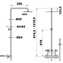 Colonne de douche thermostatique COX Réf. 88PW250TH