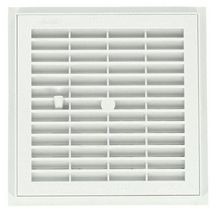 Grille d'aération carrée à fermeture + moustiquaire PVC blanc 201x201 mm Section réduite 106 cm²