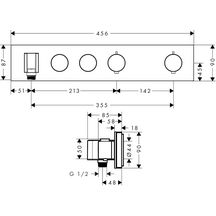 AXOR ShowerSolutions Module thermostatique Select encastré 460 / 90 avec 2 fonctions, Aspect doré poli