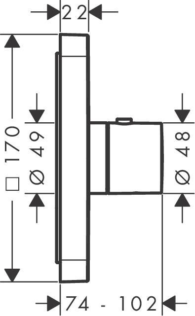 AXOR ShowerSelect Thermostatique ShowerSelect softsquare encastré haut débit, Noir chromé poli