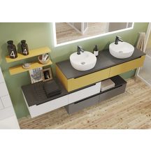 Plan vasque compact BENTO L 150 x P46 cm , 2 vasques, finition noir mat Réf.179067500003