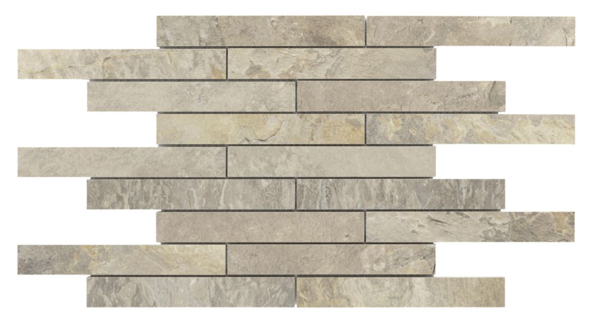 Grès cérame émaillé Barwolf Rustic Stone white sand mosaïque 3,1 x 21,2 cm 29,7 x 42,5 cm KEG-20100