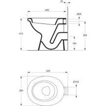 Cuvette ESCULAPE 38x52,5cm en porcelaine avec sortie horizontale D102mm, blanc réf. P259101