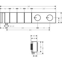 AXOR Edge Module thermostatique Select encastré 540 / 100 avec 3 fonctions et douchette tube 2jet, coupe diamant, Chrome