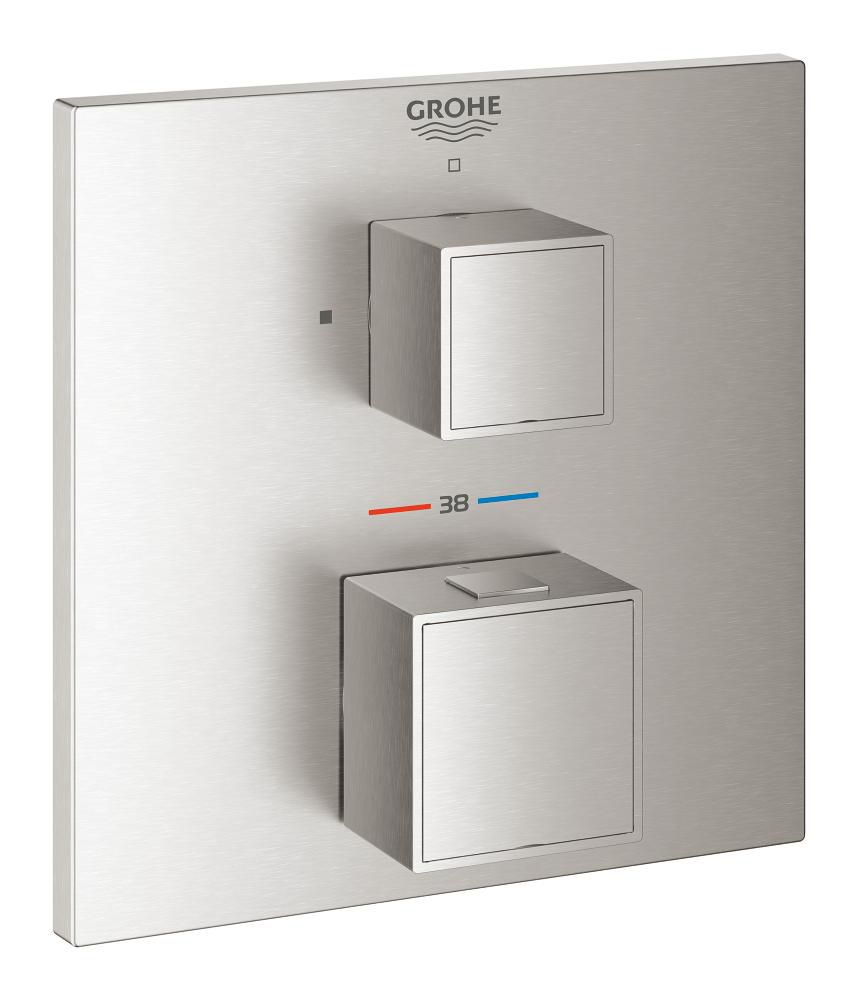 Mitigeur thermostatique 1 sortie avec vanne d'arrêt Grohtherm Cube Supersteel Réf. 24153DC0