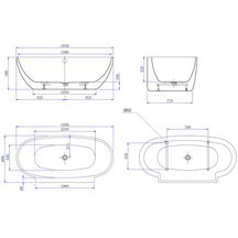 Baignoire AGATA îlot monobloc ovale 165x80x55 cm réf. 210785