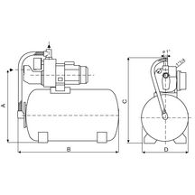 Groupe de surpression auto-amorçant, avec pompe monocellulaire JET 151 et réservoir AQUAJET 100L 400 V Tri AQUAJET 151/100 T réf. 201155