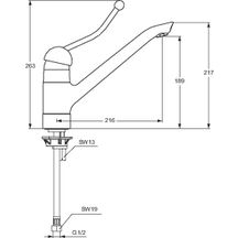 Mitigeur de lavabo/cuve OKYRIS 2 CLINIC avec bec fondu mobile avec levier de commande allongé pour coude, sans tirette ni vidage, chromé réf. D2324AA