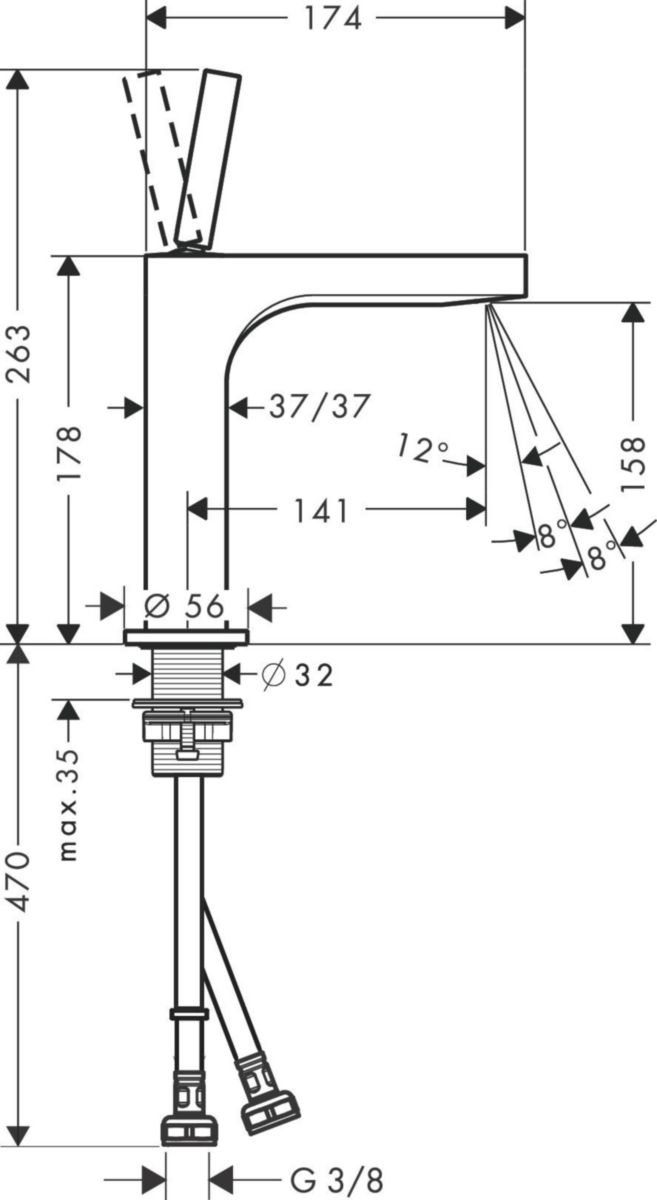 AXOR Citterio Mitigeur de lavabo 160 sans tirette ni vidage, Bronze brossé