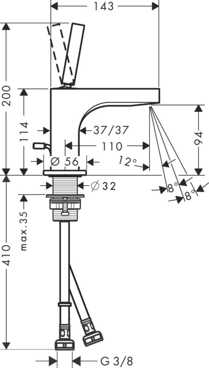 AXOR Citterio Mitigeur de lavabo 90 pour lave-mains avec tirette et vidage, Aspect doré brossé