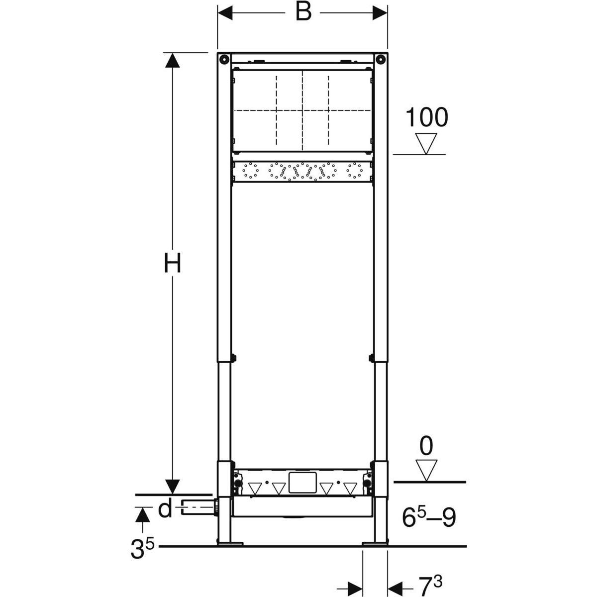 Bâti support Duofix douche de plain pied pour robinetterie murale encastrée D40 réf 111581001