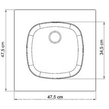 Evier à encastrer PMR en inox 18/10, 1 cuve profondeur 10 cm, 1 vidage complet, bonde diamètre 5 cm, bouchon plastique Vidage à l'arrière réf. EECH047A00