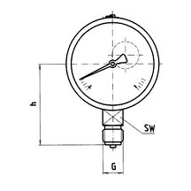 Manomètre 100mm 0 à 25 b euro 50x rac.vert. Réf 2335RV16R