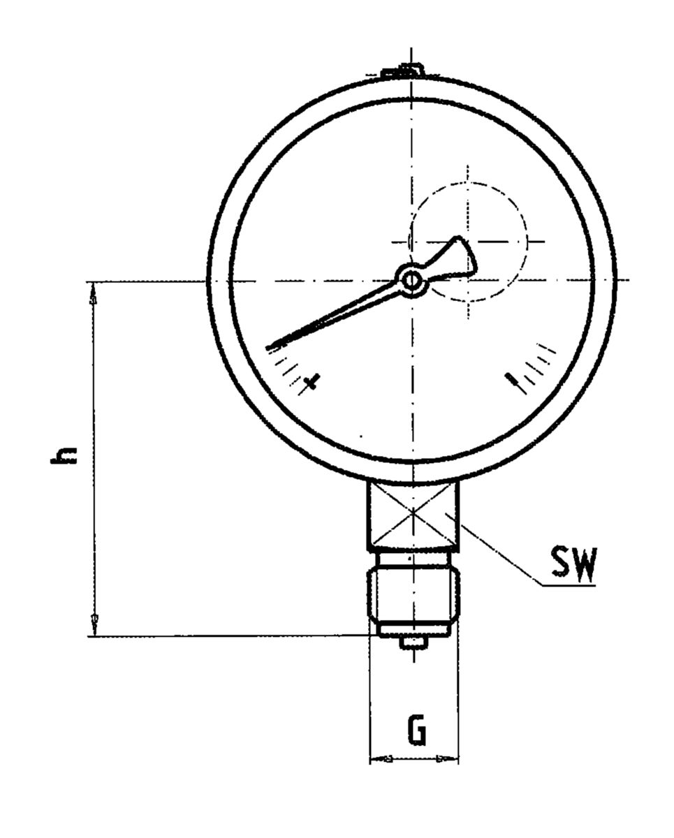 Manomètre 100mm 0 à 25 b euro 50x rac.vert. Réf 2335RV16R