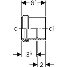 Adaptateur vidage bâti douche PE à joint, PVC à coller D50mm Réf 154.298.00.1