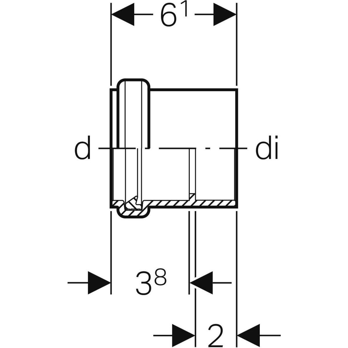 Adaptateur vidage bâti douche PE à joint, PVC à coller D50mm Réf 154.298.00.1