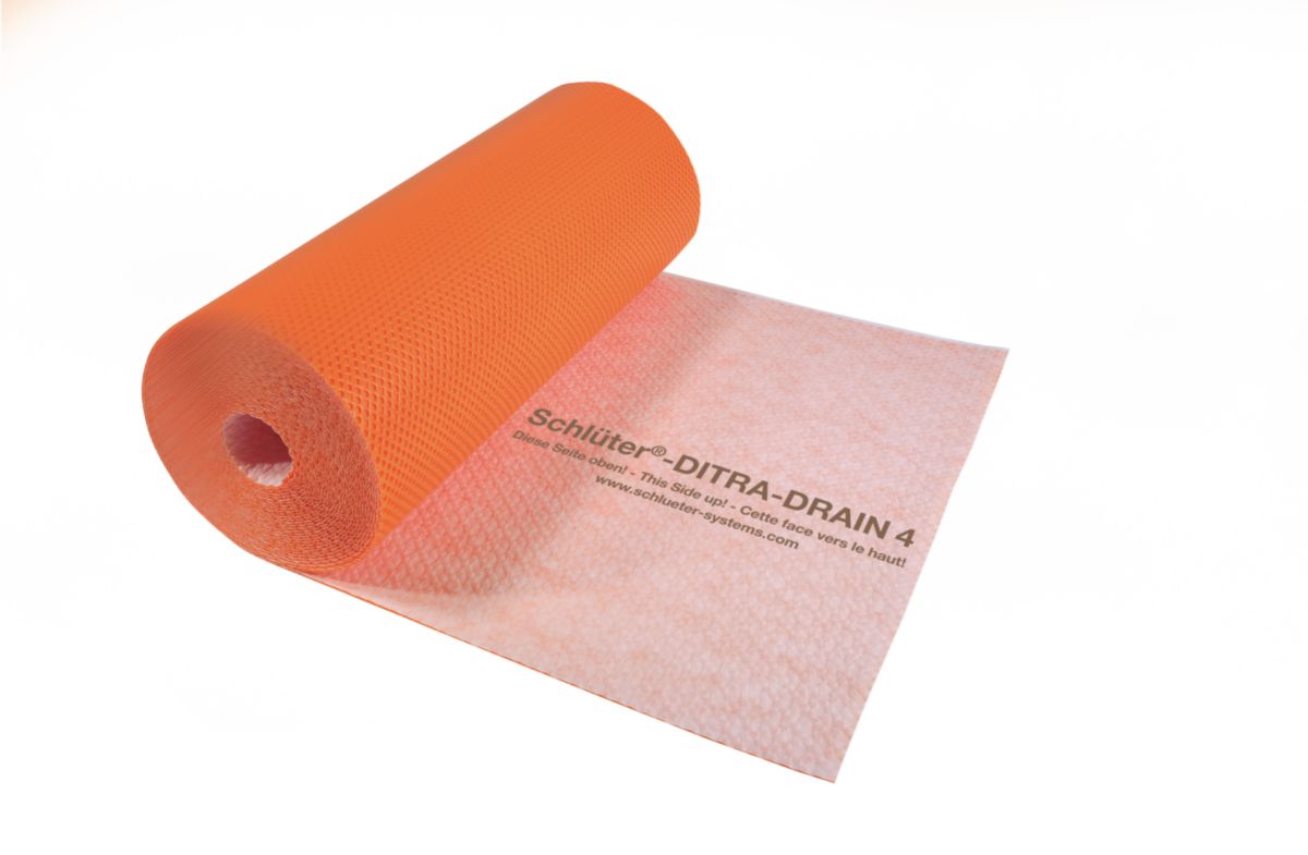 Natte de drainage en couche mince Ditra Drain polyéthylène rouleau de 1x25m DITRA-DRAIN25M