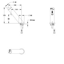 Robinet de lavabo simple sur plage LINEA® . Déclenchement électronique sans contact. Débit 1,9l/min PRESTOGREEN. Alimentation Piles 6V. Raccordement F3/8" Finition