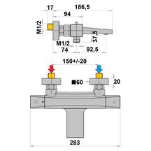 Mitigeur thermostatique square bain-douche nu f2 réf. F2CR111TH