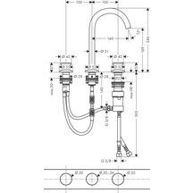 AXOR One Mitigeur de lavabo 3 trous 170, bonde Push-Open, Aspect doré poli