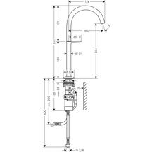 AXOR One Mitigeur de lavabo Select 270 surélevé, bonde Push-Open, Noir chromé poli