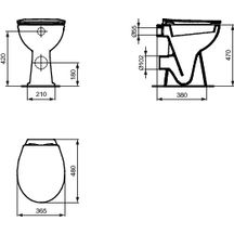 Cuvette ind surélevée ULYSSE 36,5x48cm en porcelaine avec trou d'abattant avec sortie horizontale, blanc réf. P239901