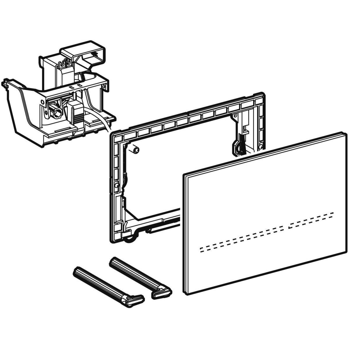 Plaque de déclenchement électronique double touche SIGMA 80, miroir, secteur, compatible bâti SIGMA UP 320 Réf. 116.090.SM.1