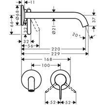 AXOR One Mitigeur de lavabo encastré mural, bec 220 mm, bonde à écoulement libre, Bronze brossé