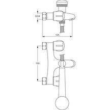 Mélangeur de bain-douche mural ULYSSE C avec bec fixe et ensemble de douche 1 jet, têtes 15 x 21 à clapet guidé, chromé réf. D1643AA