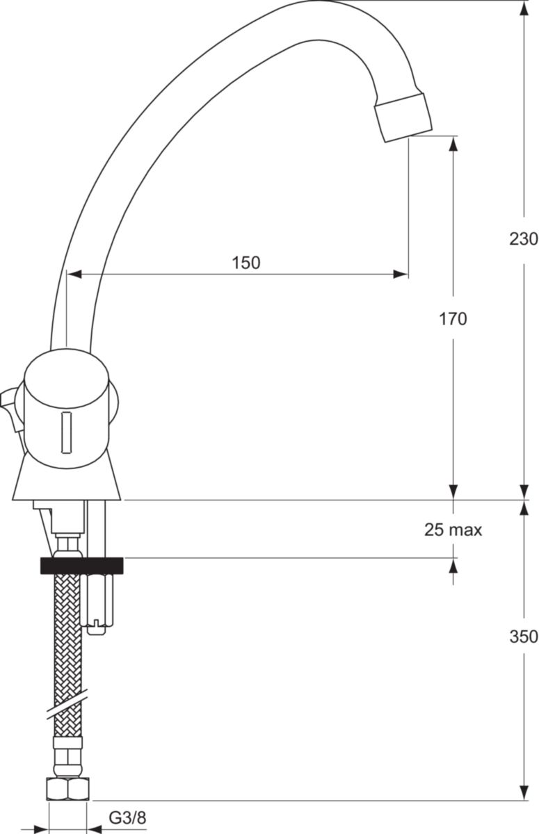 Mélangeur de lavabo ULYSSE monotrou avec bec tube orientable et tirette, têtes 15 x 21 à clapet guidé, chromé réf. D1603AA