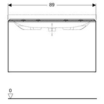 Meuble bas Acanto pour lavabo - 1 tiroir et 1 tiroir intérieur - siphon - 89 x 53,5 x 47,5 cm - corps : laqué mat / gris velouté - tiroirs : verre brillant / gris velouté Réf. 500.612.JK.2