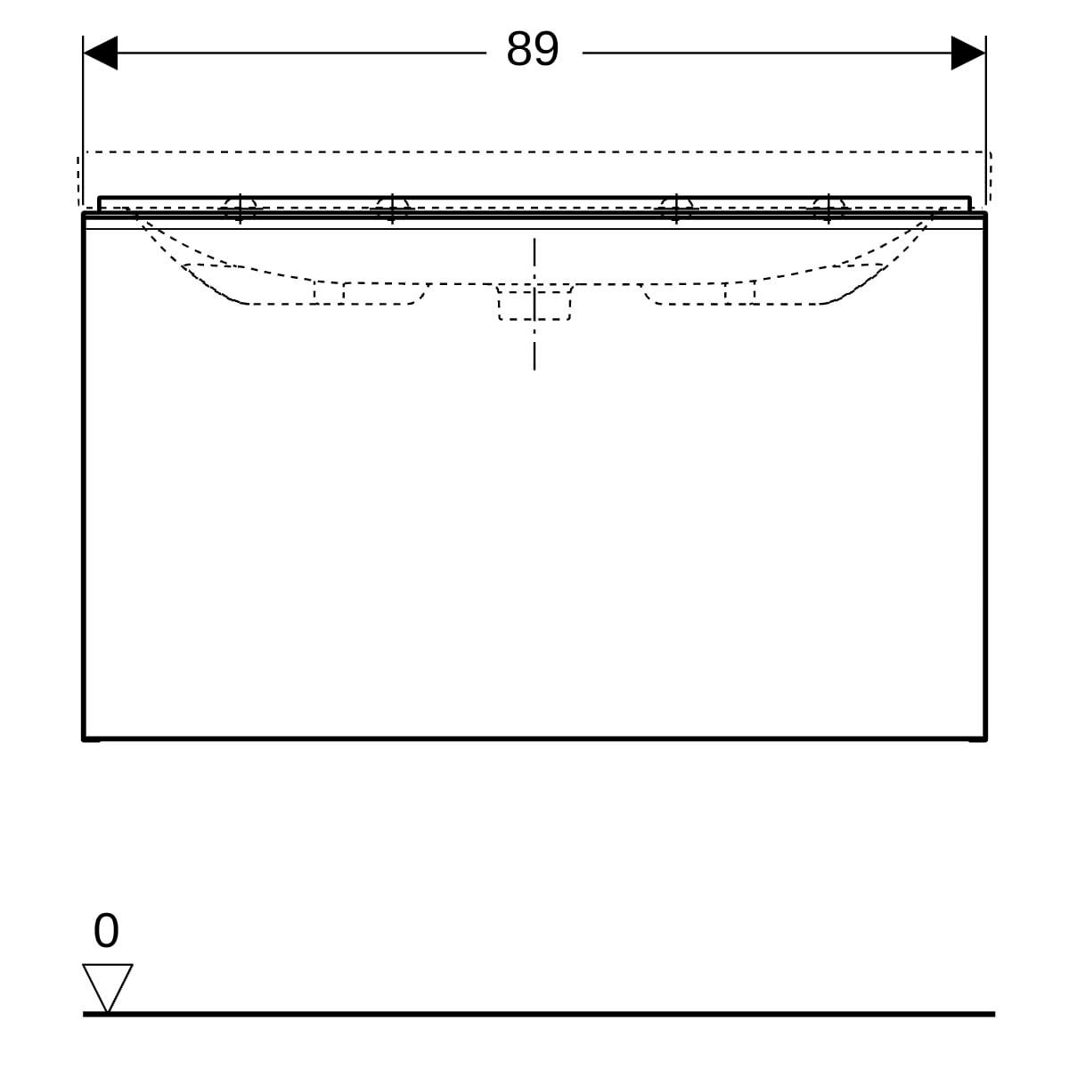 Meuble bas Acanto pour lavabo - 1 tiroir et 1 tiroir intérieur - siphon - 89 x 53,5 x 47,5 cm - corps : laqué mat / gris velouté - tiroirs : verre brillant / gris velouté Réf. 500.612.JK.2