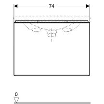 Meuble bas Acanto pour lavabo - 1 tiroir et 1 tiroir intérieur - siphon - 74 x 53,5 x 47,5 cm - corps : laqué mat / gris velouté - tiroirs : verre brillant / gris velouté Réf. 500.611.JK.2