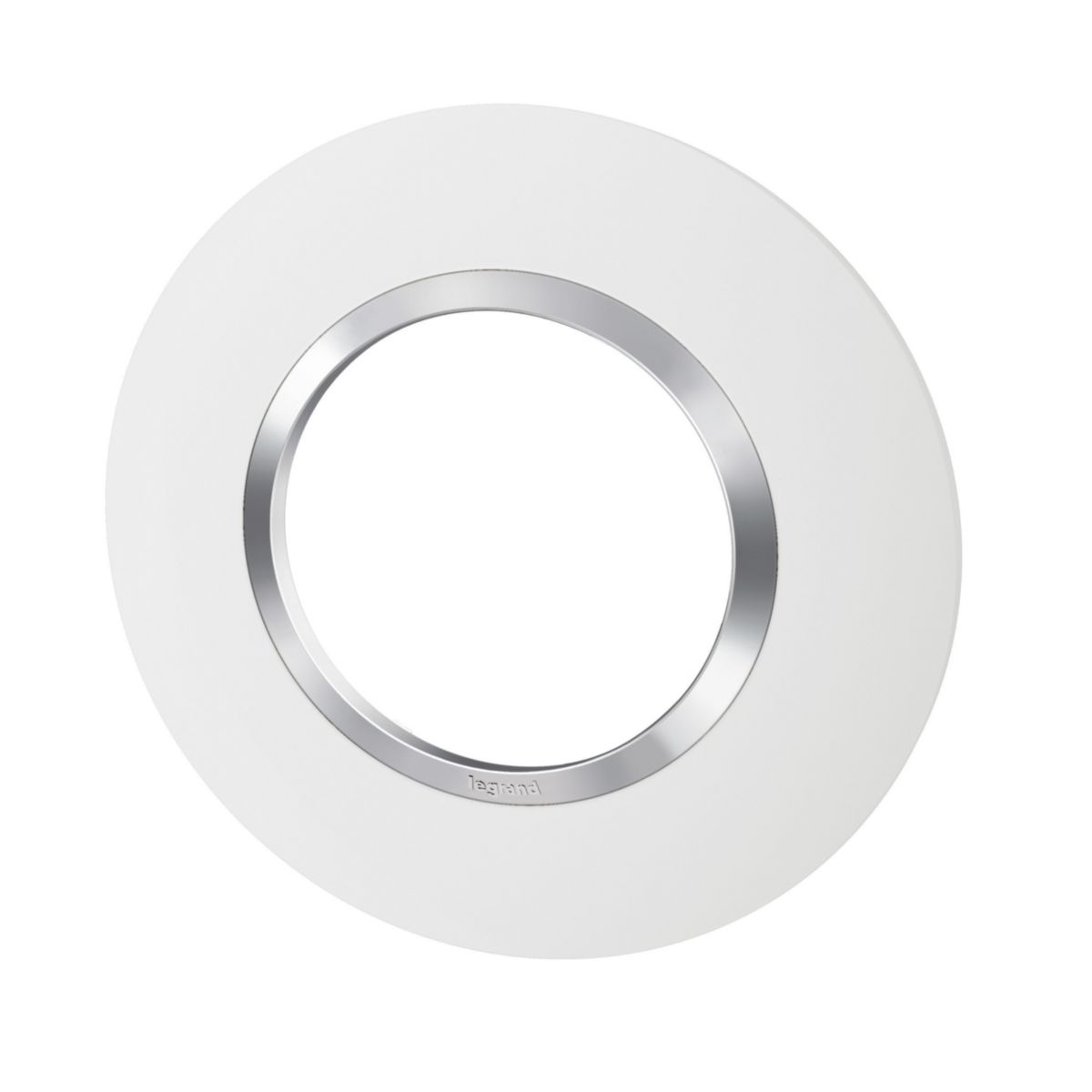 Legrand - plaque ronde dooxie 1 poste finition blanc avec bague effet chrome Réf 600973