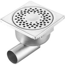 Siphon de sol 1550L avec rosette libre et garde d'eau 50 mm - inox - 150x150 mm hauteur 80,5mm