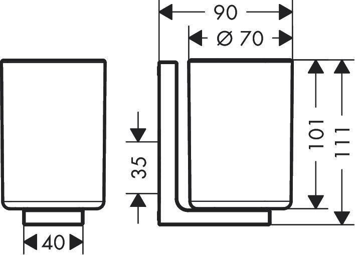 AXOR Universal Rectangular Porte-verre, Noir chromé poli