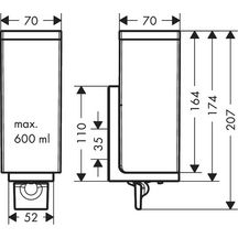 AXOR Universal Rectangular Distributeur de savon liquide, Aspect acier inoxydable