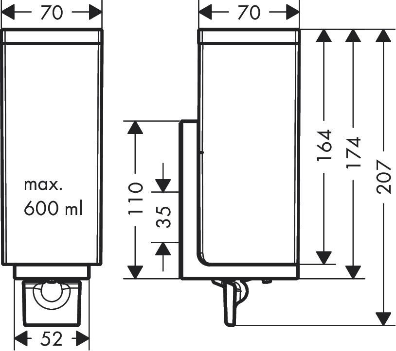 AXOR Universal Rectangular Distributeur de savon liquide, Aspect acier inoxydable