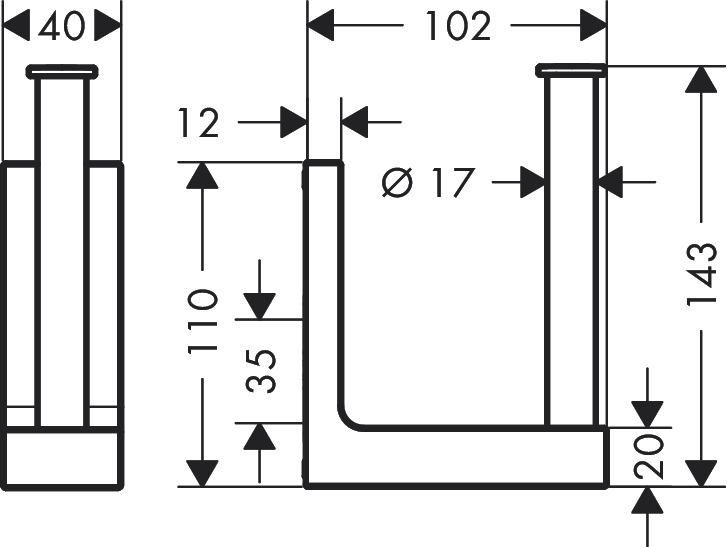 AXOR Universal Rectangular Réserve porte-papier WC, Aspect acier inoxydable