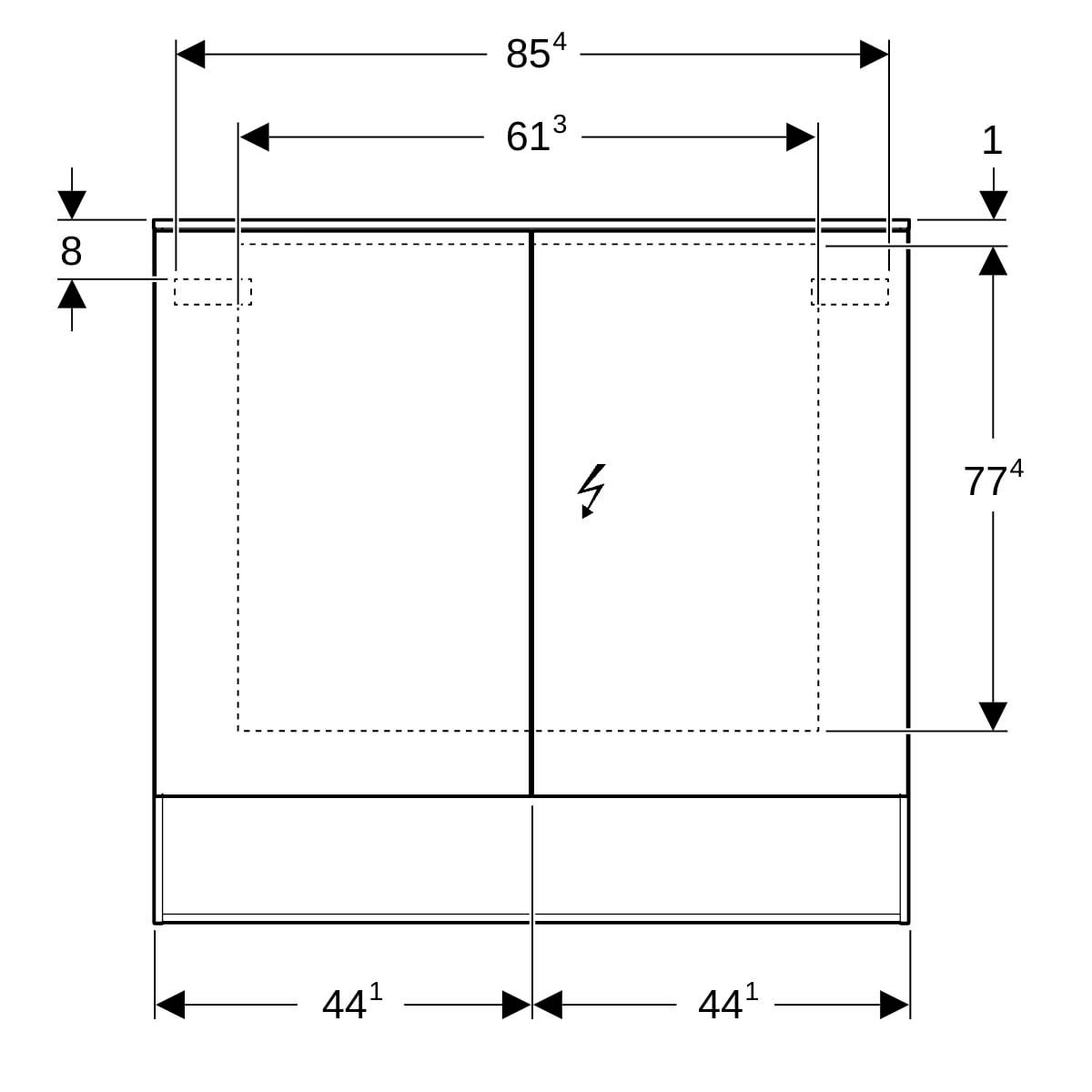 Armoire de toilette Acanto avec éclairage - 2 portes - 90 x 83 x 21,5 cm - corps : mélamine structurée bois / chêne mystique - portes : miroir extérieur Réf. 500.646.00.2