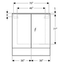 Armoire de toilette Acanto avec éclairage - 2 portes - 75 x 83 x 21,5 cm - corps : mélamine structurée bois / chêne mystique - portes : miroir extérieur Réf. 500.645.00.2