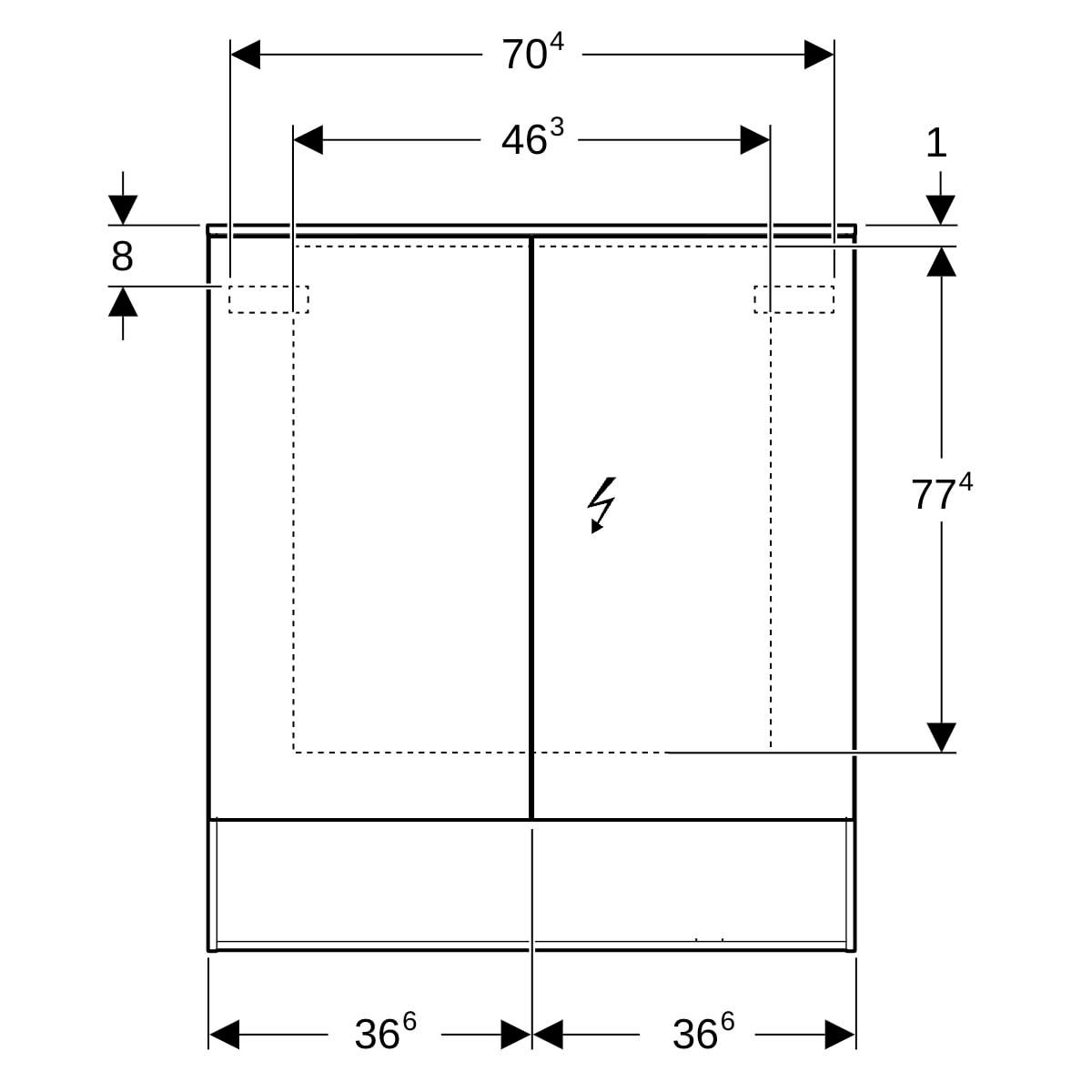 Armoire de toilette Acanto avec éclairage - 2 portes - 75 x 83 x 21,5 cm - corps : mélamine structurée bois / chêne mystique - portes : miroir extérieur Réf. 500.645.00.2