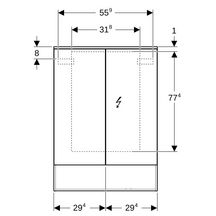 Armoire de toilette Acanto avec éclairage - 2 portes - 60 x 83 x 21,5 cm - corps : mélamine structurée bois / chêne mystique - portes : miroir extérieur Réf. 500.644.00.2